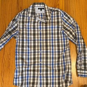 Banana Republic Blue and Grey Checkered Shirt